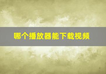 哪个播放器能下载视频