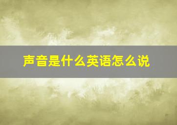 声音是什么英语怎么说