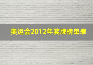 奥运会2012年奖牌榜单表