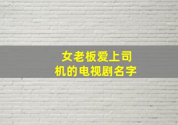 女老板爱上司机的电视剧名字