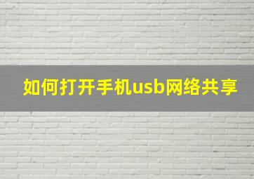 如何打开手机usb网络共享