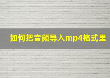 如何把音频导入mp4格式里