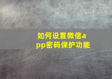 如何设置微信app密码保护功能