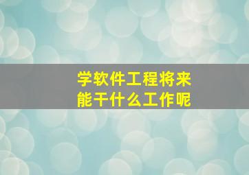 学软件工程将来能干什么工作呢