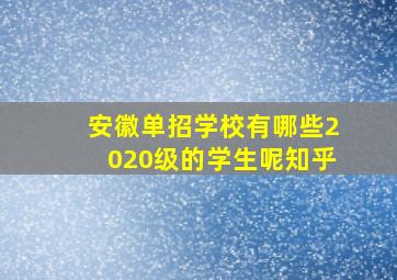 安徽单招学校有哪些2020级的学生呢知乎