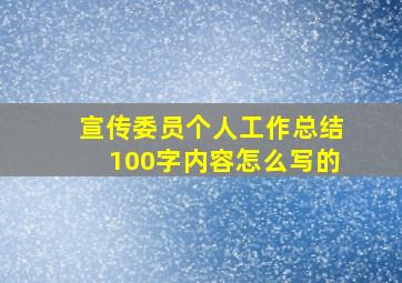 宣传委员个人工作总结100字内容怎么写的