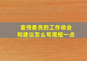 宣传委员的工作体会和建议怎么写简短一点