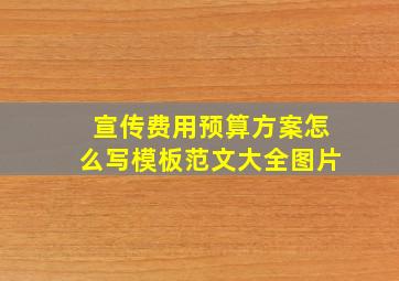 宣传费用预算方案怎么写模板范文大全图片