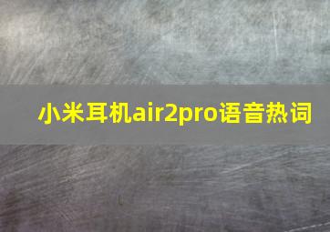 小米耳机air2pro语音热词