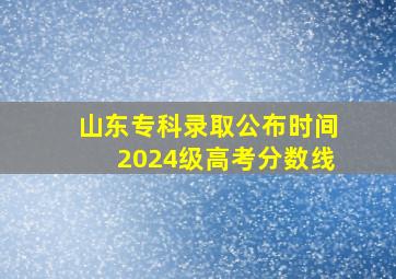 山东专科录取公布时间2024级高考分数线