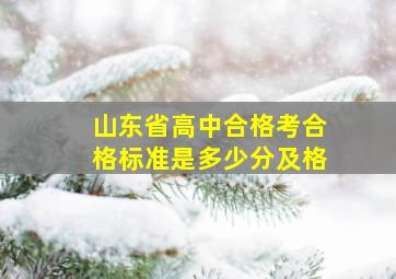 山东省高中合格考合格标准是多少分及格