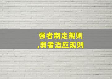 强者制定规则,弱者适应规则