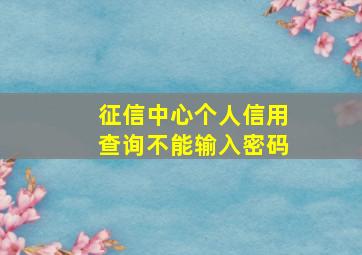 征信中心个人信用查询不能输入密码