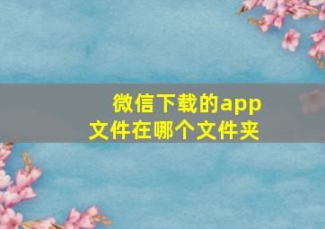 微信下载的app文件在哪个文件夹