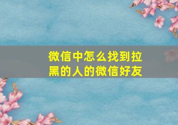 微信中怎么找到拉黑的人的微信好友