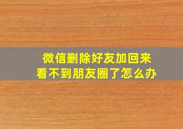 微信删除好友加回来看不到朋友圈了怎么办