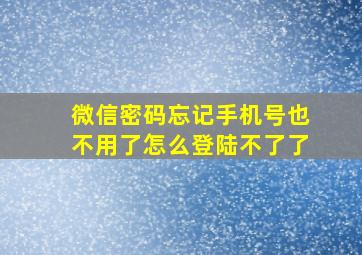 微信密码忘记手机号也不用了怎么登陆不了了