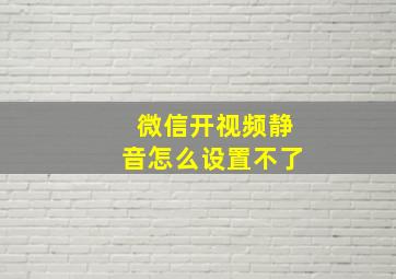 微信开视频静音怎么设置不了