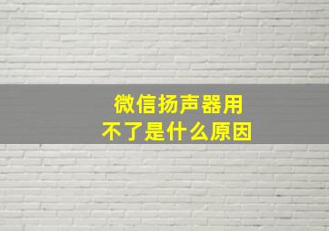 微信扬声器用不了是什么原因