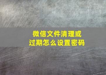 微信文件清理或过期怎么设置密码