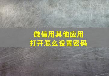 微信用其他应用打开怎么设置密码