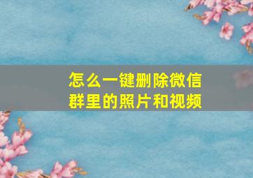 怎么一键删除微信群里的照片和视频