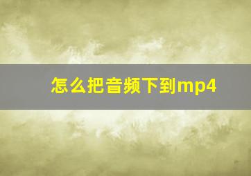 怎么把音频下到mp4