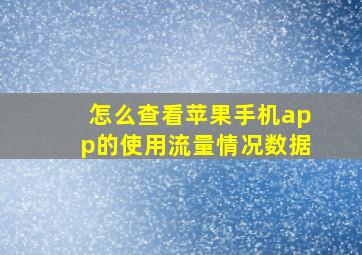 怎么查看苹果手机app的使用流量情况数据