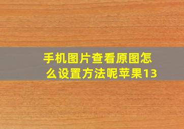 手机图片查看原图怎么设置方法呢苹果13