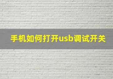 手机如何打开usb调试开关