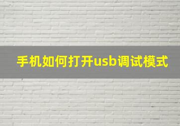 手机如何打开usb调试模式