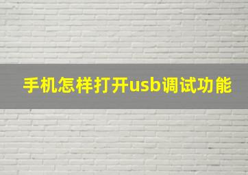 手机怎样打开usb调试功能