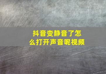 抖音变静音了怎么打开声音呢视频