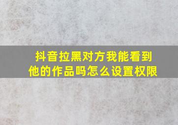 抖音拉黑对方我能看到他的作品吗怎么设置权限