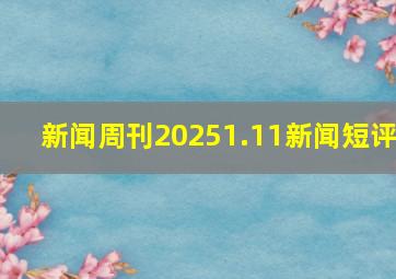 新闻周刊20251.11新闻短评