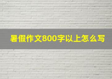 暑假作文800字以上怎么写