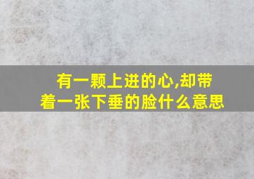 有一颗上进的心,却带着一张下垂的脸什么意思