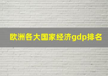 欧洲各大国家经济gdp排名