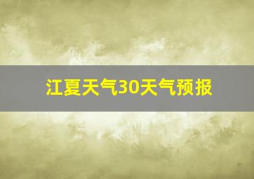 江夏天气30天气预报