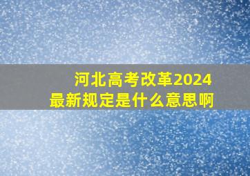 河北高考改革2024最新规定是什么意思啊