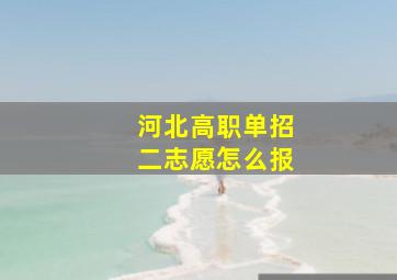 河北高职单招二志愿怎么报