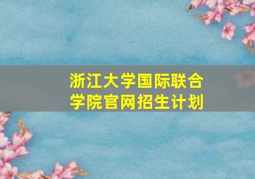 浙江大学国际联合学院官网招生计划