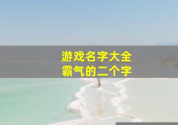 游戏名字大全霸气的二个字