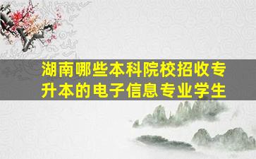 湖南哪些本科院校招收专升本的电子信息专业学生