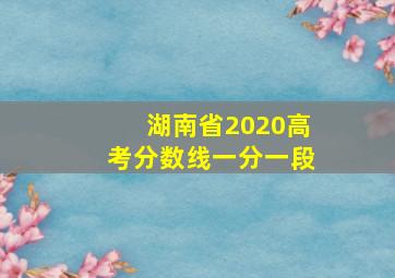 湖南省2020高考分数线一分一段