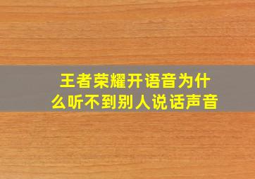 王者荣耀开语音为什么听不到别人说话声音