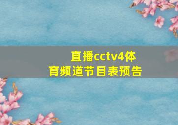 直播cctv4体育频道节目表预告