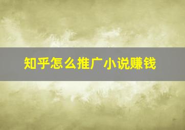 知乎怎么推广小说赚钱