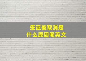 签证被取消是什么原因呢英文