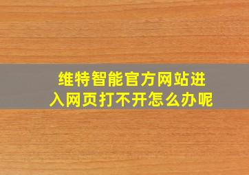 维特智能官方网站进入网页打不开怎么办呢